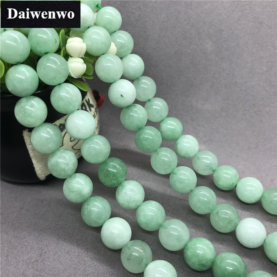 Myanmar Jade Loose Beads สร้อยข้อมือหินหยกพม่าหลวมสำหรับ DIY สร้อยข้อมือขนาด 6/8/10 มม