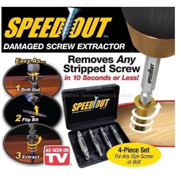SPEED OUT ถอดเกลียวซ้าย ชุดเครื่องมือถอนหัวน็อต / สกรู / ตะปู อุปกรณ์ถอนน็อตและสกรู เซ็ต 4 ชิ้น ชุดเครื่องมือถอนหัวน็อต #6