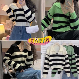 Shein ❄พร้อมส่ง❄เสื้อสเวตเตอร์ไหมพรม เสื้อไหมพรม เนื้อนุ่ม  ส่งไวมาก📮เสื้อแขนยาวไหมพรม‼️ของเข้าครบสี‼️83068