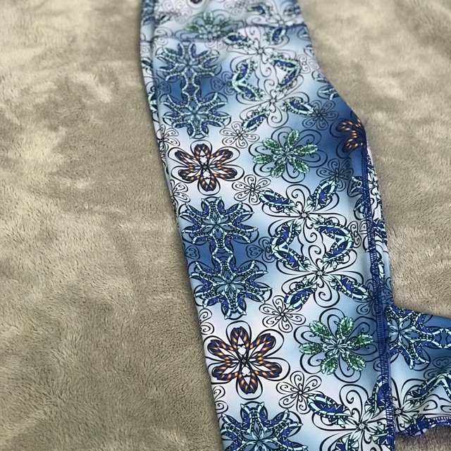 กางเกงโยคะ ลาย Blue&White