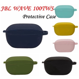 เคสหูฟังซิลิโคนนุ่มสีพื้นพร้อมตะขอสําหรับ Jbl Wave 100TWS