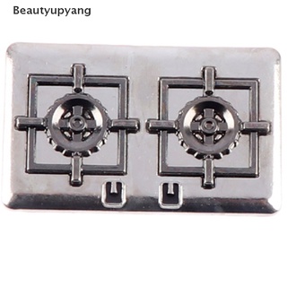 [Beautyupyang] โมเดลเตาแก๊สโลหะจิ๋ว สําหรับตกแต่งบ้านตุ๊กตา 1:12 1 ชุด
