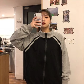 เสื้อคลุมแขนยาวชายหญิง แบบมีซิป เรียบๆ สไตส์เกาหลี