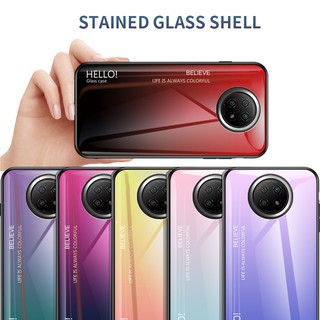 Xiaomi Redmi Note 9T 5G Case Gradient Tempered Glass Back Phone Casing Slim Cover ปลอกโทรศัพท์