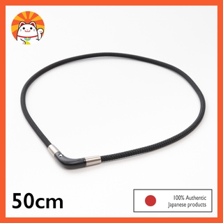 Phiten RAKUWA สร้อยคอ Magnetic Titaniumless V Type สีดำ 50cm p125