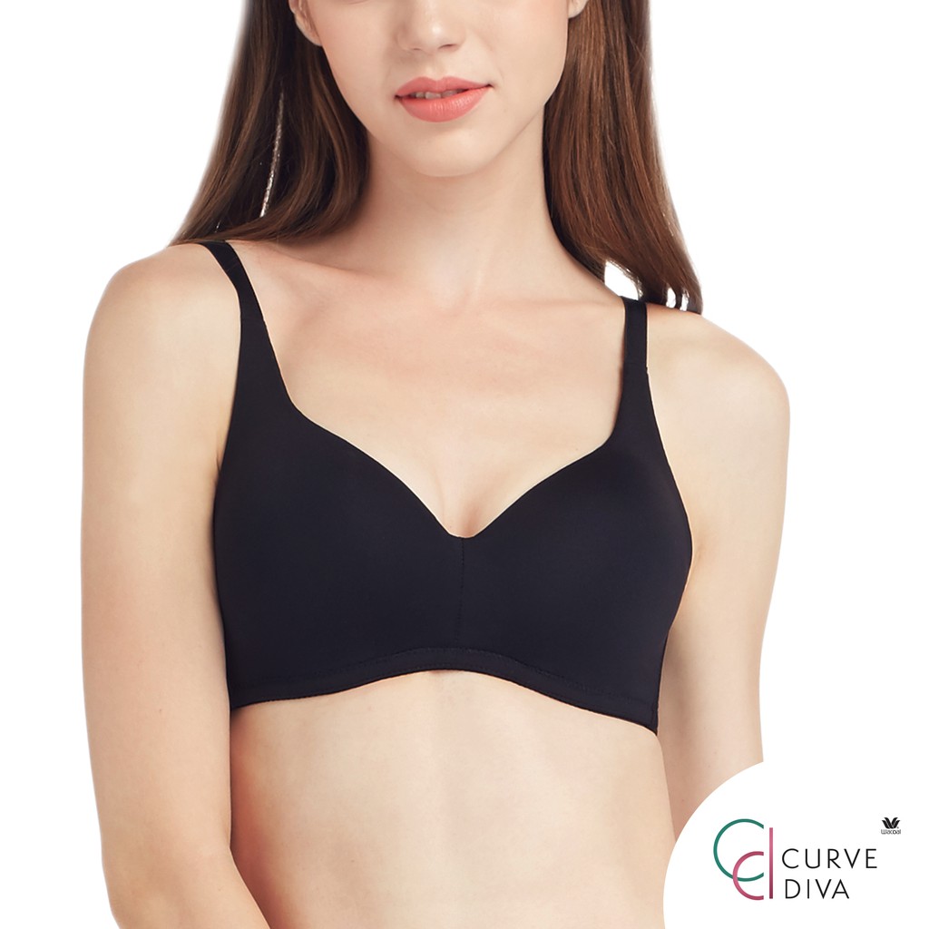 Wacoal Curve Diva Wireless Bra เสื้อชั้นใน รุ่น WB7525 สีดำ (BL)