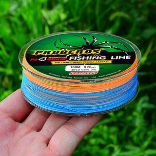 สายPEถัก4 PROBEROS สายพีอี หลากสี เหนียว ทนทาน ยาว100 เมตร เอ็นตกปลา FISHING LINE