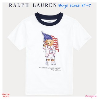 RALPH LAUREN FLAG BEAR COTTON JERSEY TEE ( BOYS SIZE 2T-7 )