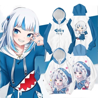 Hololive Vtuber Ookami Mio Gawrgura เสื้อกันหนาวแขนยาวมีฮู้ดสําหรับแต่งคอสเพลย์