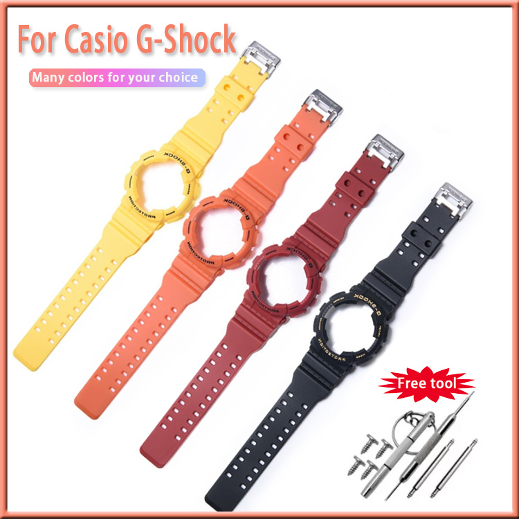 สายนาฬิกาซิลิโคนพร้อมเคส /watchband +bezel สําหรับชาย GA-110 GA100 GA120 GA-140 GA150 GD-120 / GLS100/110-100/110/120 ชุดซิลิโคน + เครื่องมือ