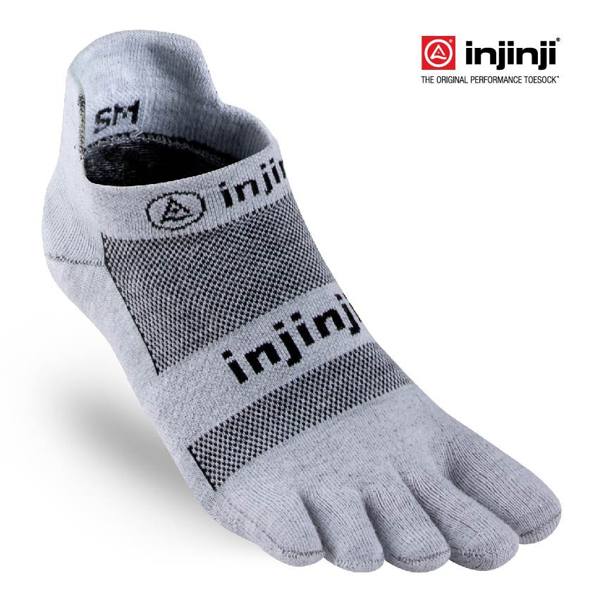 Injinji ถุงเท้าวิ่ง แยกนิ้ว RUN LIGHTWEIGHT NO SHOW OLD GREY ทุกเพศ รุ่นวิ่งซ่อนข้อ สีเทา แห้งไว