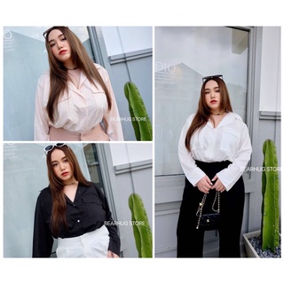🐻NEW🐻เสื้อเชิ้ตสไตล์มินิมอล ขายดีตลอดกาลสาวอวบอ้วนใส่ปังมากก