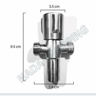 สต๊อปวาล์ว 2 ทาง SUS 304 วาล์วเปิด-ปิดน้ำสำหรับก๊อกอ่างล้างหน้า โถสุขภัณฑ์ หรือฝักบัวฉีดชำระ รหัสสินค้า N004