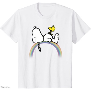 เสื้อยืด ลาย Peanuts Snoopy Woodstock สีรุ้ง