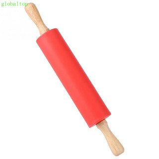 Non-Stick Silicone Rolling Pin Wooden Handle Bar Pastry Baking Tool Bakeware Kitchen Gadgets