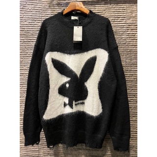 SAINT LAURENT TEXTURED PLAYBOY BUNNY JUMPER LONGSLEEVE SWEATER เสื้อกันหนาวแขนยาว สเวตเตอร์แบรนด์แซงโรลองต์ เพลย์บอย