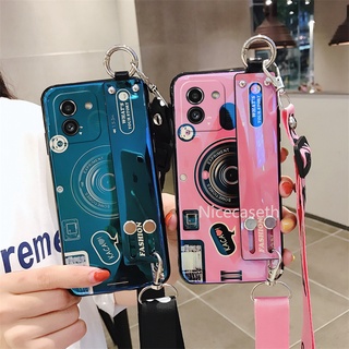 เคสโทรศัพท Samsung Galaxy A03 A03s S21 FE 5G เคส with TPU Wristband Backpack Style Phone Case Camera Pattern Phone Soft Cover