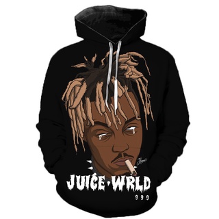 เสื้อกันหนาวลําลอง มีฮู้ด พิมพ์ลายนักร้อง Rapper Juice Wrld 3 มิติ สไตล์ฮิปฮอป สตรีท แฟชั่นสําหรับผู้ชาย และผู้หญิง