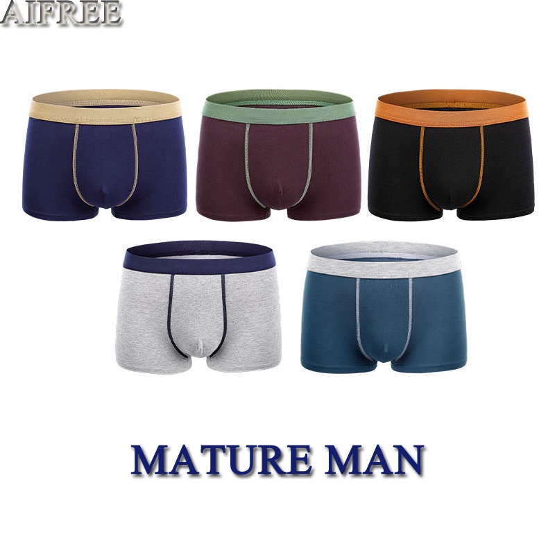 ▨4 PCS In 1Men's 100% Cotton Boxer Breathable Trunk Underpants Elasticity Underwear Smooth Soft Panties Plus Size SEL #1