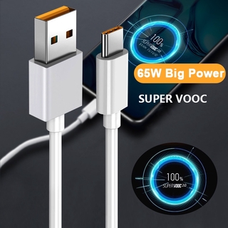 65W Super VOOC สาย USB C 6.5A สายชาร์จ Type-C สำหรับ Oppo Realme X 5 6 X50 X3 X5 Pro X50m X50t V5 C3 Quick Charge 3.0