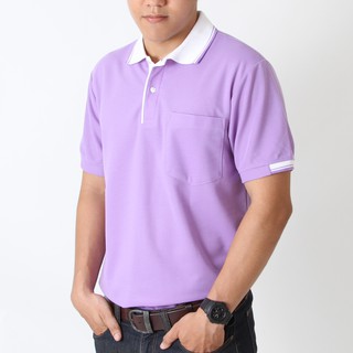 เสื้อโปโล สีม่วงอ่อน ปกขาว PK029 - Polomaker