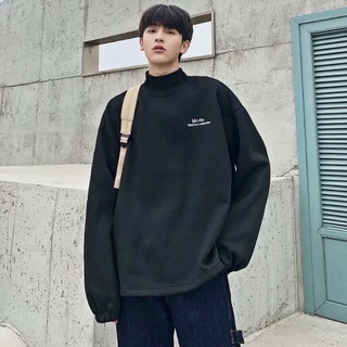 เสื้อกันหนาวแขนยาว คอสูง สวมใส่สบาย สีพื้น เข้ากับทุกการแต่งกาย แฟชั่นฤดูใบไม้ร่วง สําหรับผู้ชาย