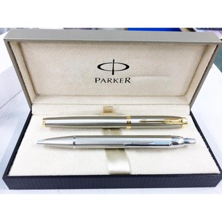 Parker ปากกาลูกลื่น เซท 2 ด้าม สีนิกเกิ้ลบลอนซ์-เงิน