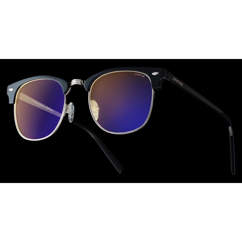 แว่นกรองแสง Ophtus รุ่น Fuse สี Black-Silver เลนส์ RetinaX Amber ไม่มีค่าสายตา (มือสอง99%)