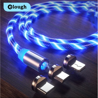 Elough สายชาร์จแม่เหล็ก เรืองแสง Micro USB Type C LED