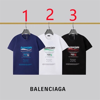 [S-5XL]Balenci&amp;a เสื้อยืดแขนสั้น ผ้าฝ้าย พิมพ์ลายตัวอักษร พลัสไซซ์ สําหรับผู้ชายและผู้หญิง