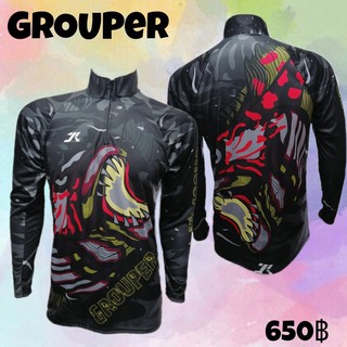 เสื้อตกปลา JK Thailand เสื้อสำหรับกีฬากิจกรรมกลางแจ้ง ลาย GROUPER   ป้องกันรังสี UV 80% แห้งเร็ว