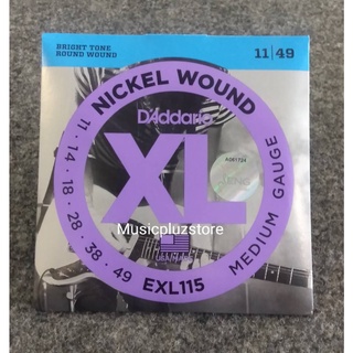 D’Addario EXL115 สายกีตาร์ไฟฟ้า เบอร์ 11 แบบนิกเกิล ของแท้ 100% (Blues-Jazz Rock / Medium, 11-49) Made in USA