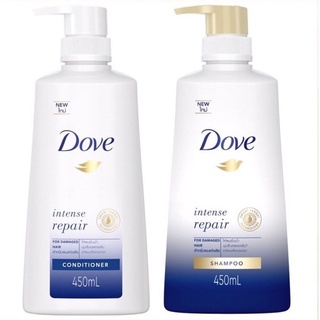 Dove Intense Repair โดฟแชมพู+ครีมนวดผม สีน้ำเงิน 425มล. (แบบแพ็คคู่)(ขายถูกที่สุด)