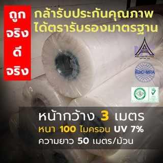 พลาสติกโรงเรือน หน้ากว้าง3เมตร หนา100 ไมครอน ขายยกม้วน