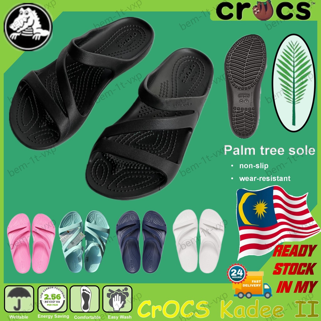 รองเท้าแตะ Crocs kadee II สีดํา สีขาว สีโรสพิงค์ สีกรมท่า สีฟ้าทะเลสาบ สีเขียว สําหรับผู้หญิง