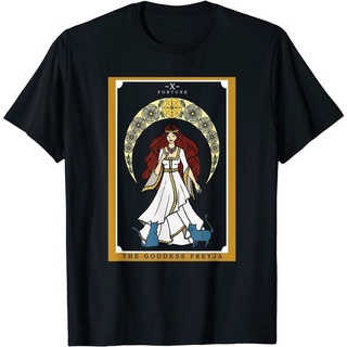 คอลูกเรือใหม่ เสื้อยืด พิมพ์ลาย Pagan Cat God Hanfail In Norwegian Goddess Freyja Tarot อินเทรนด์ สําหรับผู้ชายS-5XL