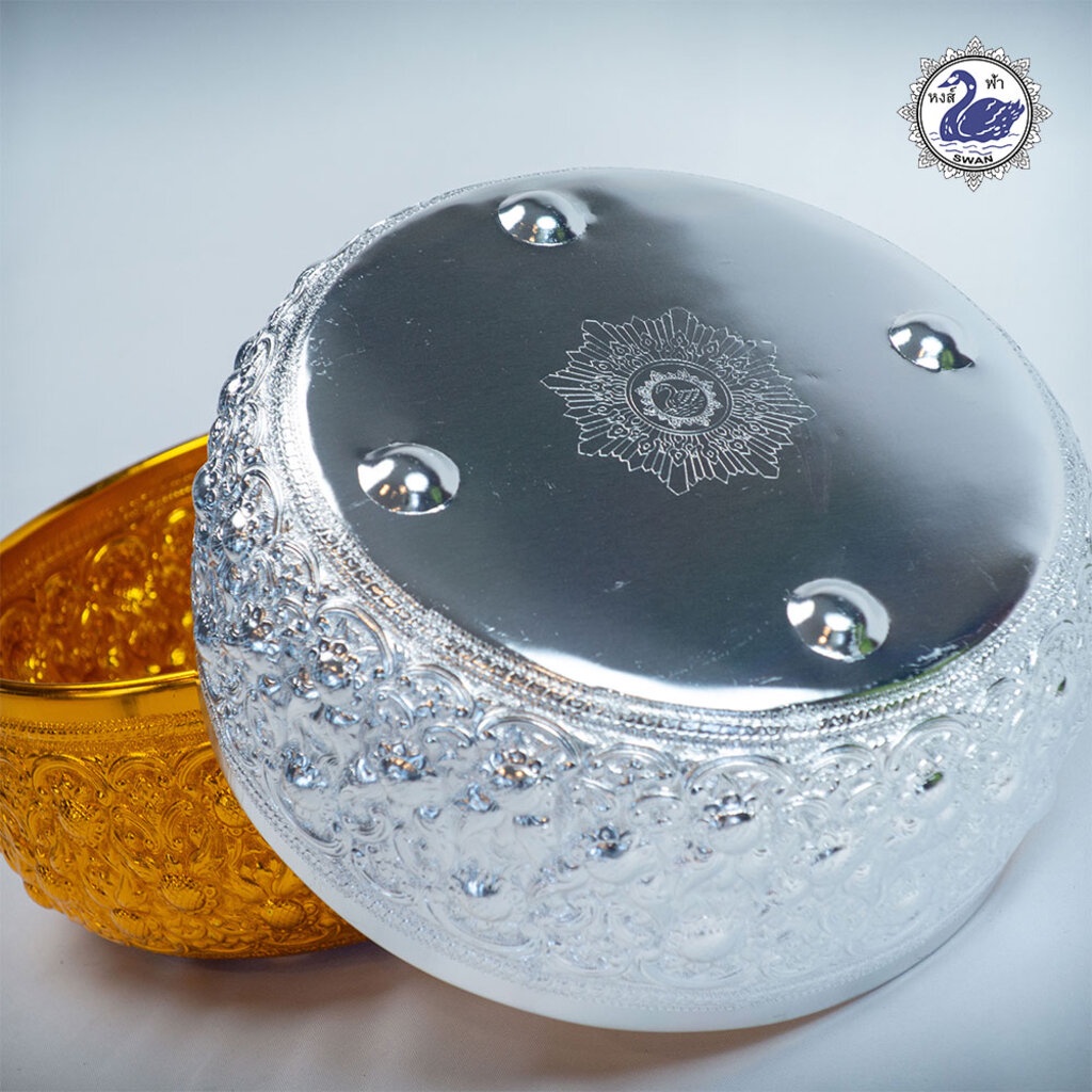 ขันน้ำ ลายตะวัน 26ซม. (เงิน) อลูมิเนียม คุณภาพดี สีไม่ลอก ไม่ดำ 100% ให้แทนเครื่องเงินได้ ขันเงิน ขันทอง - รูปที่ 4
