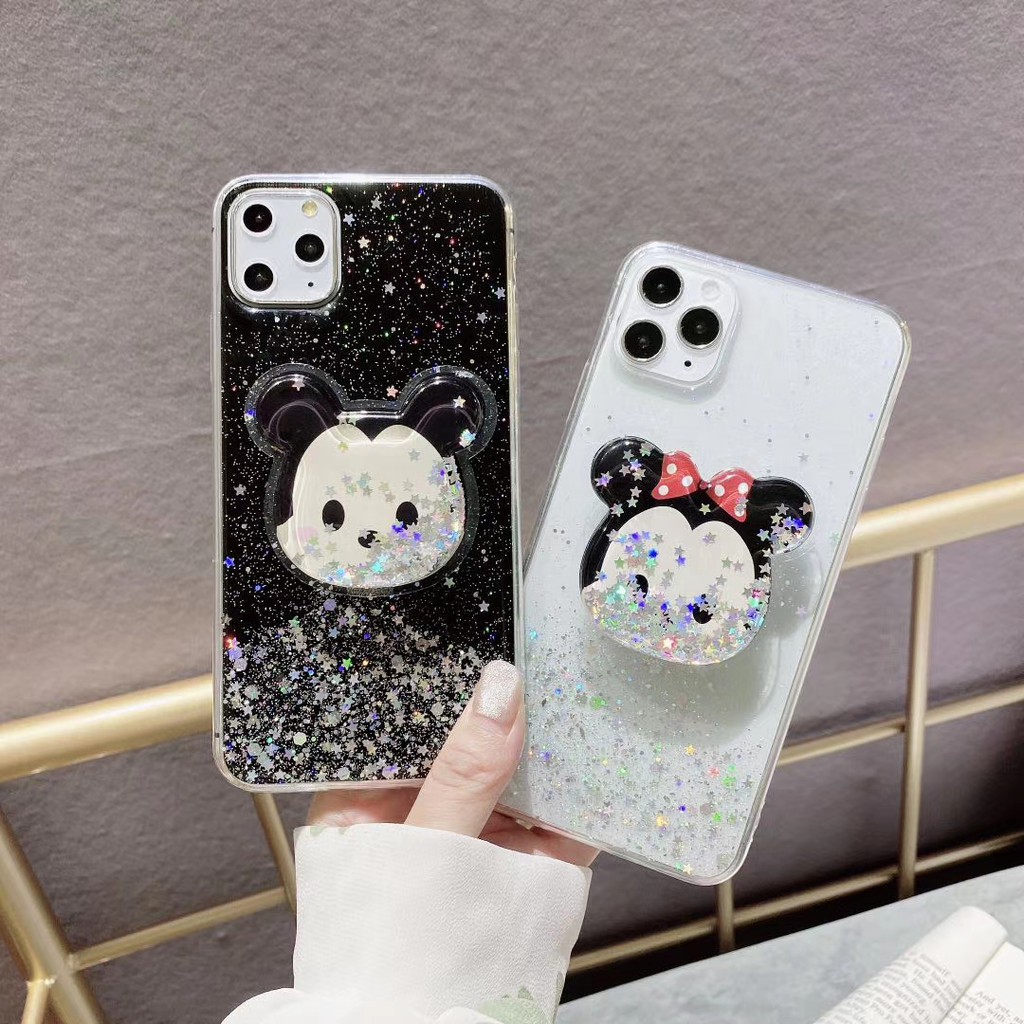 Vivo S1 V20 Y50 Y30 Y30i Y20 Y20i Y20S V19 Y19 Y85 V9 V11 V15 Pro V11i Y91C Y67 Y66 V5 Plus Lite Cartoon Mickey Minnie Quicksand Stand Glitter Soft TPU Phone Case #8
