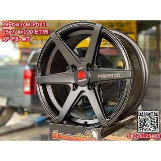 ล้อแม็กซ์ขอบ15 Predator PD-21 ขอบ15 กว้าง7 ออฟ35 4รู100 สีดำด้าน(XP-FB-MT)