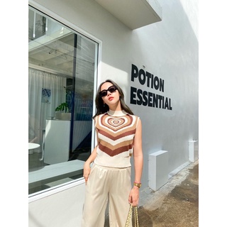🍓enjjjoy🍓 เสื้อแขนกุดไหมพรมลายหัวใจไล่สีสดใส งานสวยไม่จากตา tag vibe 🌈🌈