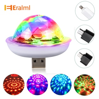 Eralml โคมไฟดิสโก้ LED RGB DC 5V USB ลูกบอลมายากล มีเสียง สําหรับตกแต่งเวที โทรศัพท์มือถือ ปาร์ตี้ ครอบครัว