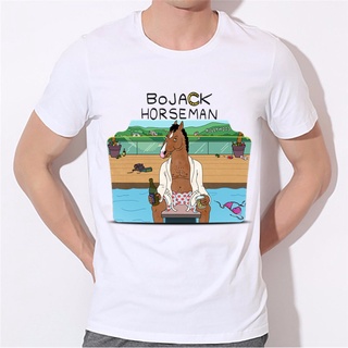[S-5XL]เสื้อยืดลําลอง แขนสั้น คอกลม พิมพ์ลายการ์ตูนม้า สีขาว เข้ากับทุกการแต่งกาย สําหรับผู้ชาย 344839