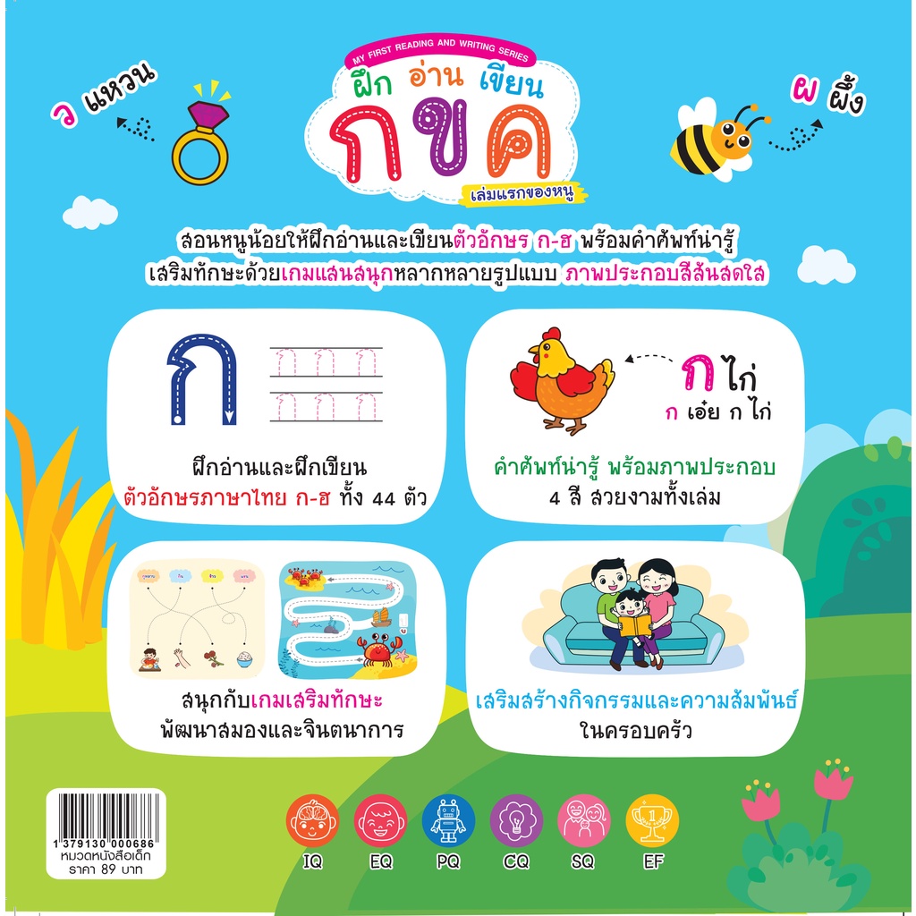 INSPAL : หนังสือ MY FIRST READING AND WRITING SERIES ฝึกอ่านเขียน กขค เล่มแรกของหนู  1379130000686 (Life Balance)
