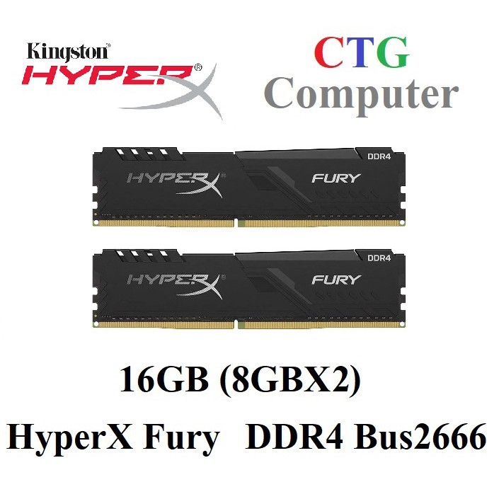 RAM PC KINGSTON HyperX FURY BLACK 16GB (8GBx2) DDR4 BUS 2666 (HX426C16FB3K2/16)