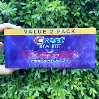 เครสต์ ยาสีฟัน แพ็คคู่ 3D White Fluoride Anticavity Toothpaste, Radiant Mint Twin Pack 232 g (Crest®)