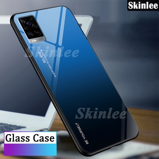 Skinlee Gradient Phone Cover for VIVO V20 Pro Tempered Glass Protector Casing for Vivo V20 Case Aurora Mirror Housing