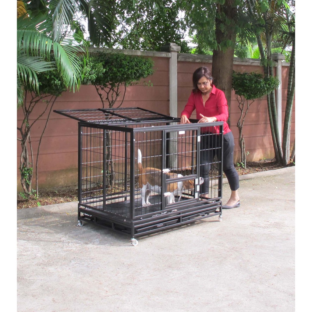 กรงสุนัขพับได้ไซส์ L สีดำ Happy Haus