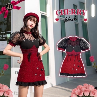 Cherry Black : BLT มินิเดรสดำแดง งานตามหา ช่วงบนแต่งซีทรูลายจุด น้องสวยตะลึง