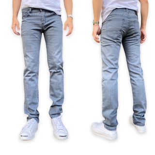 JEANSEXPRESS Slim-fit Grey Denim กางเกงยีนส์ชายสีเทาควัน ทรงสลิมฟิต ยีนส์ยืด สวมใส่สบาย เป้าซิป Size 28-38