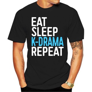 เสื้อยืด ผ้าฝ้าย พิมพ์ลาย Eat Sleep K-Drama Repeat สไตล์เกาหลี คุณภาพดี เหมาะกับของขวัญ สําหรับผู้ชาย